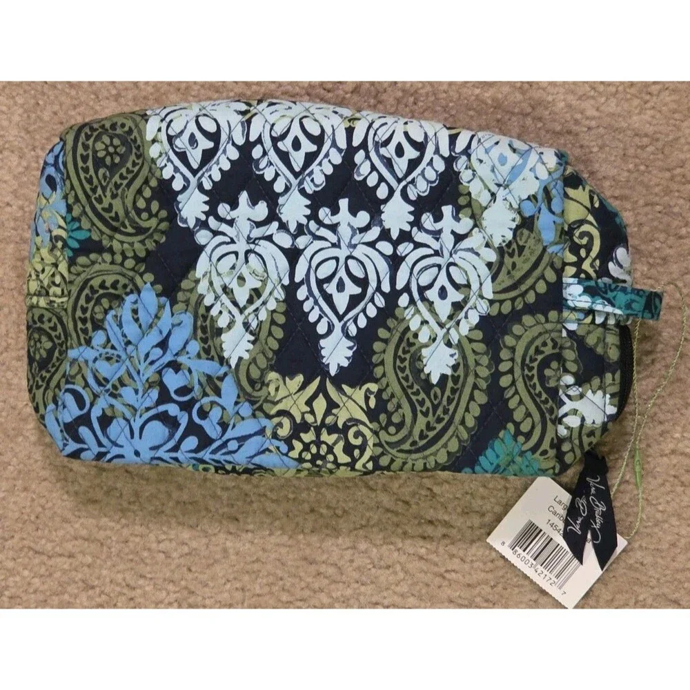 Vera Bradley Caribbean Sea Large Fabric Cosmetic Bag Zip Makeup Pouch 14542-G08